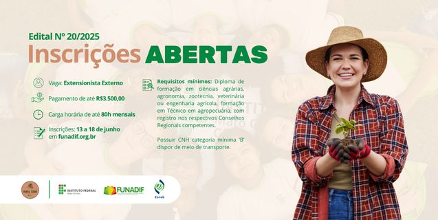 FUNADIF publica edital de seleção de extensionistas externos para atuação no Projeto Maria Terra